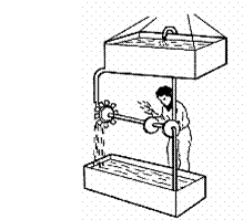 有人设计了这样一台"永动机":距地面一定高度架设一个水槽,水从槽底的